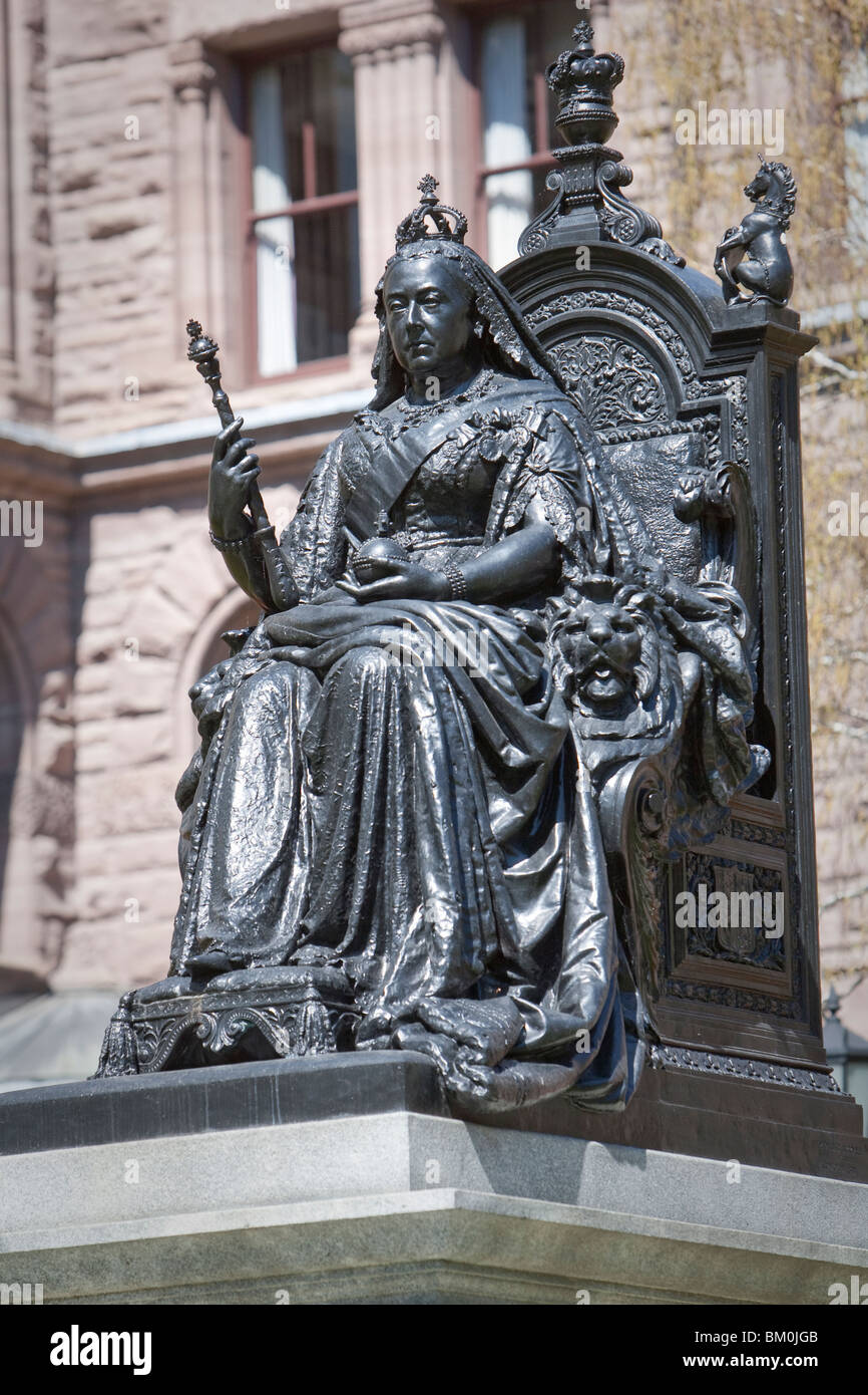 Queen Victoria sculpture is seen on Queen's Park yard in Toronto April