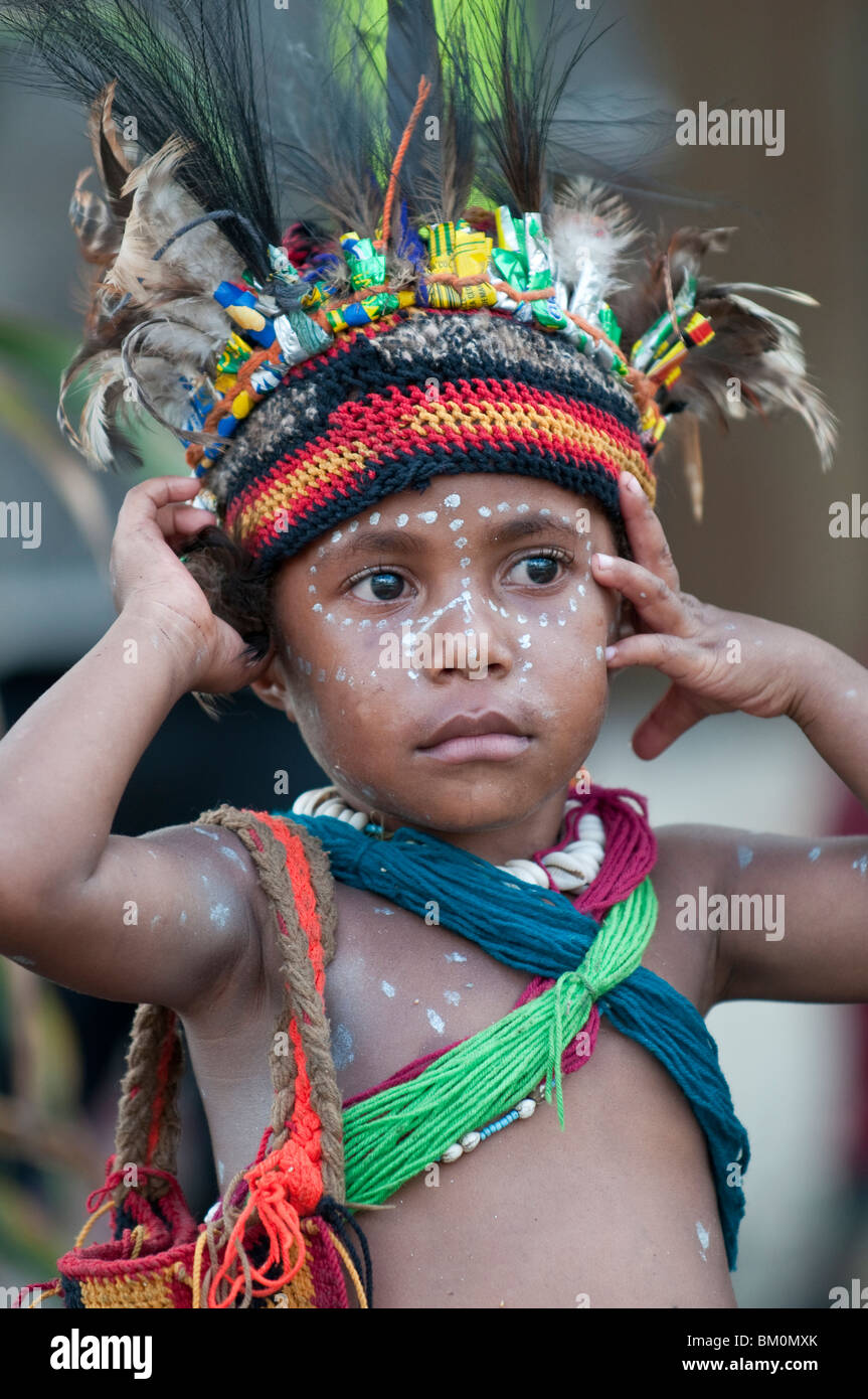A Young Child in Traditional Tribal Attire in Rabaul, East New Britain ...