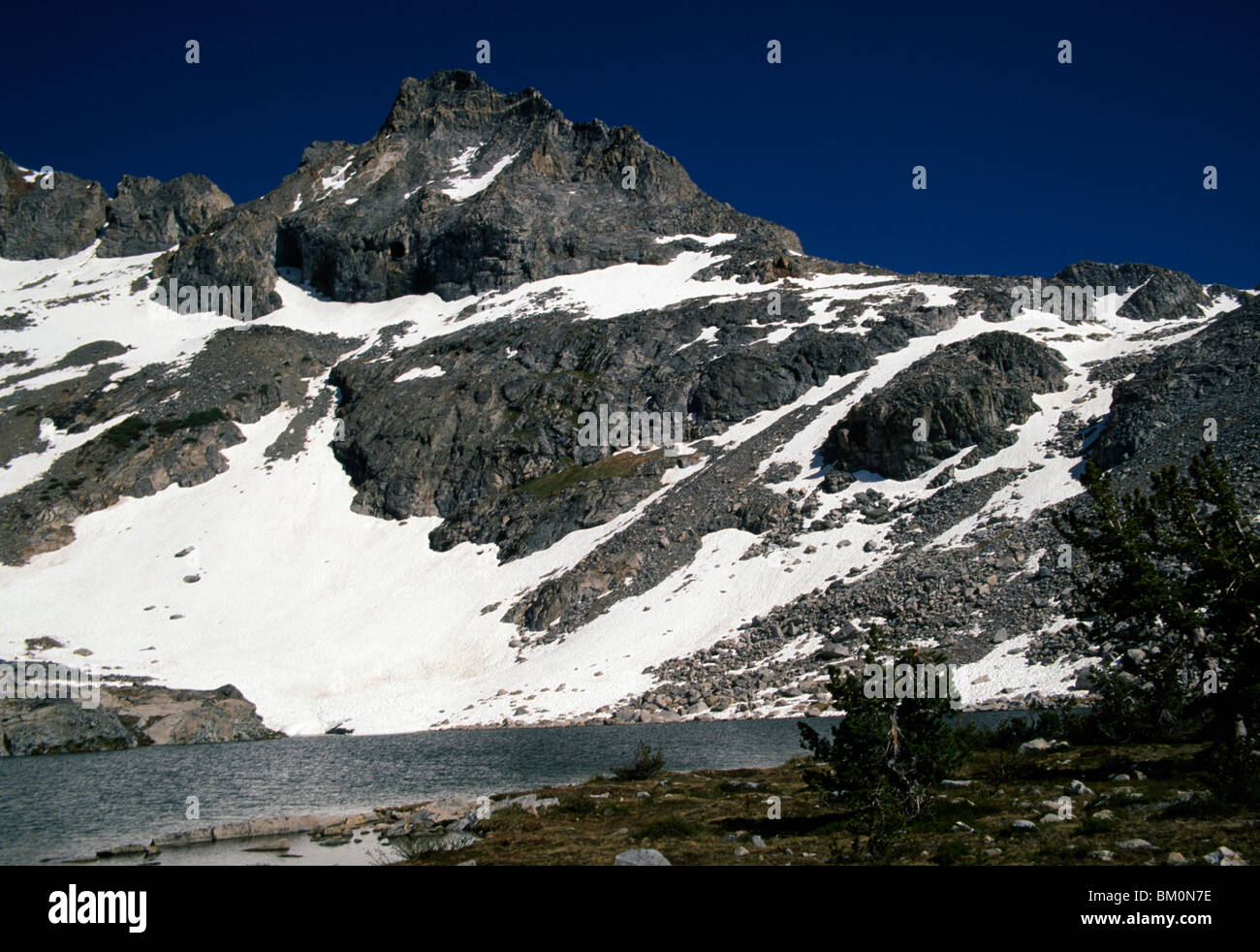 Snow covered mountain, Mt Ansel Adams, Yosemite National Park, California, USA Stock Photo