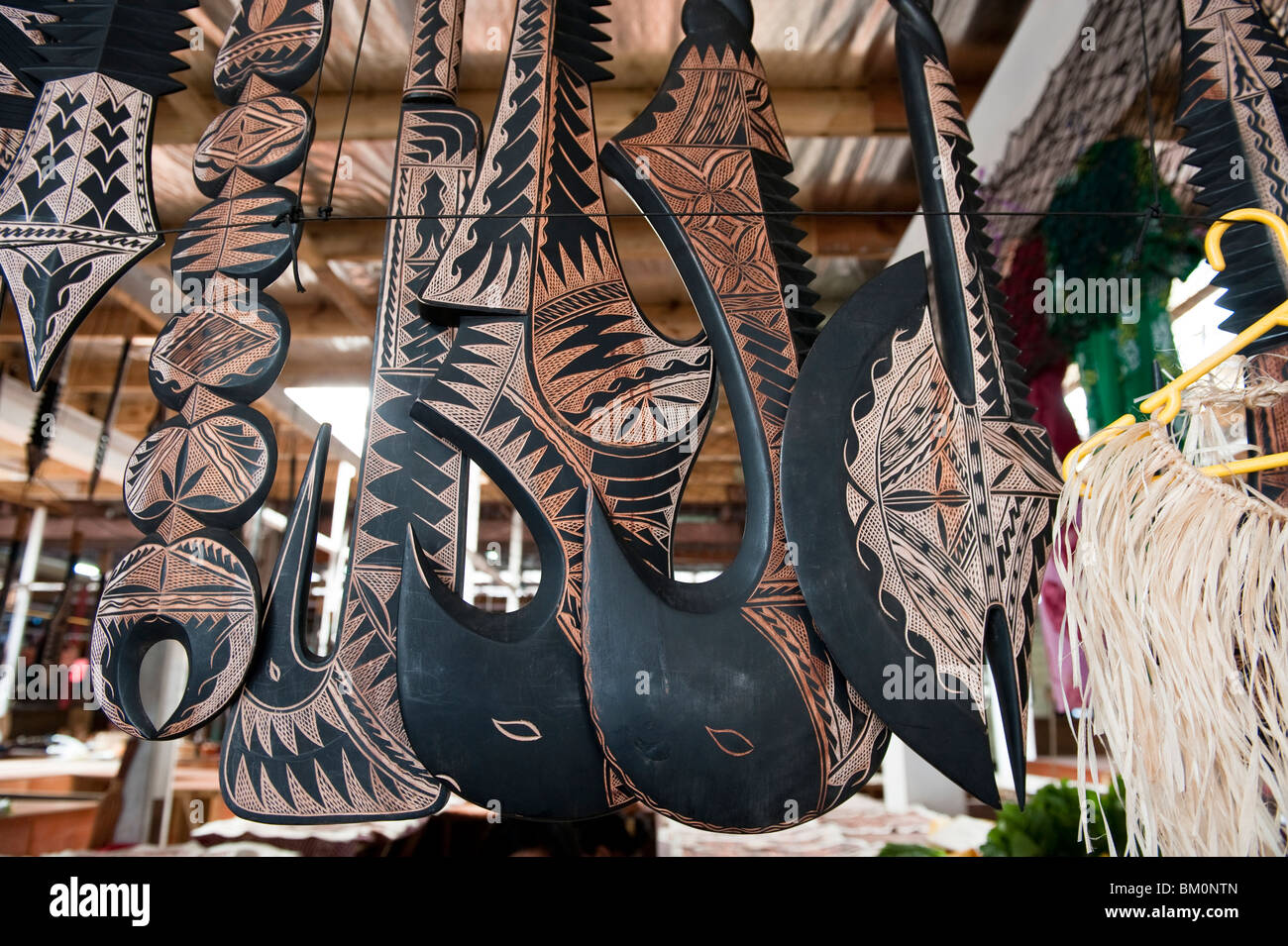 Carved Samoan Weapons in Old Apia Market, Apia, Samoa Stock Photo Alamy