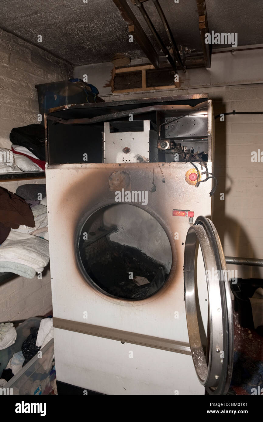 Industrial commercial washing machine fire Stock Photo Alamy