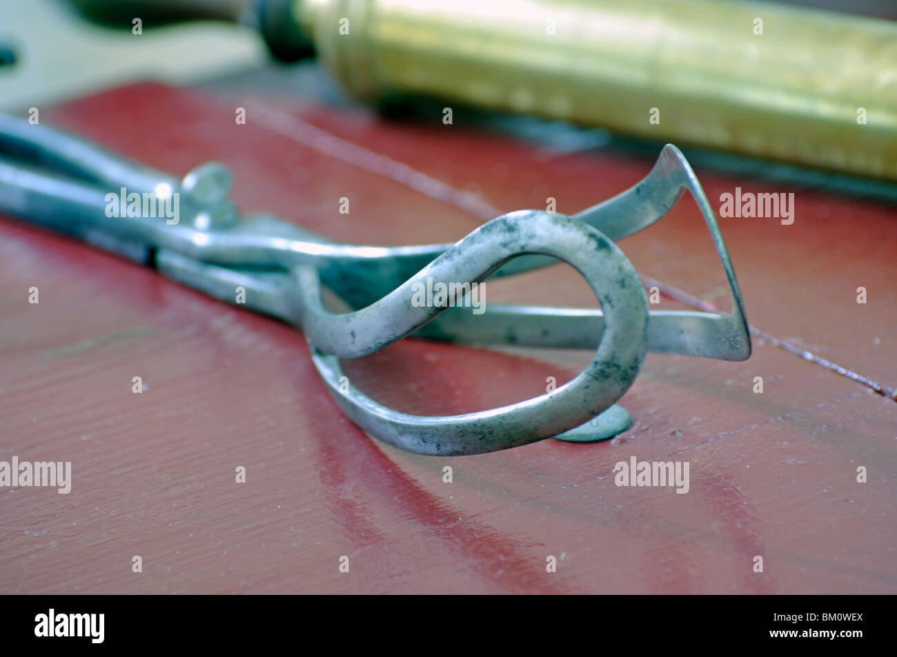 Forceps, old birthing medical instrument used during labor to help