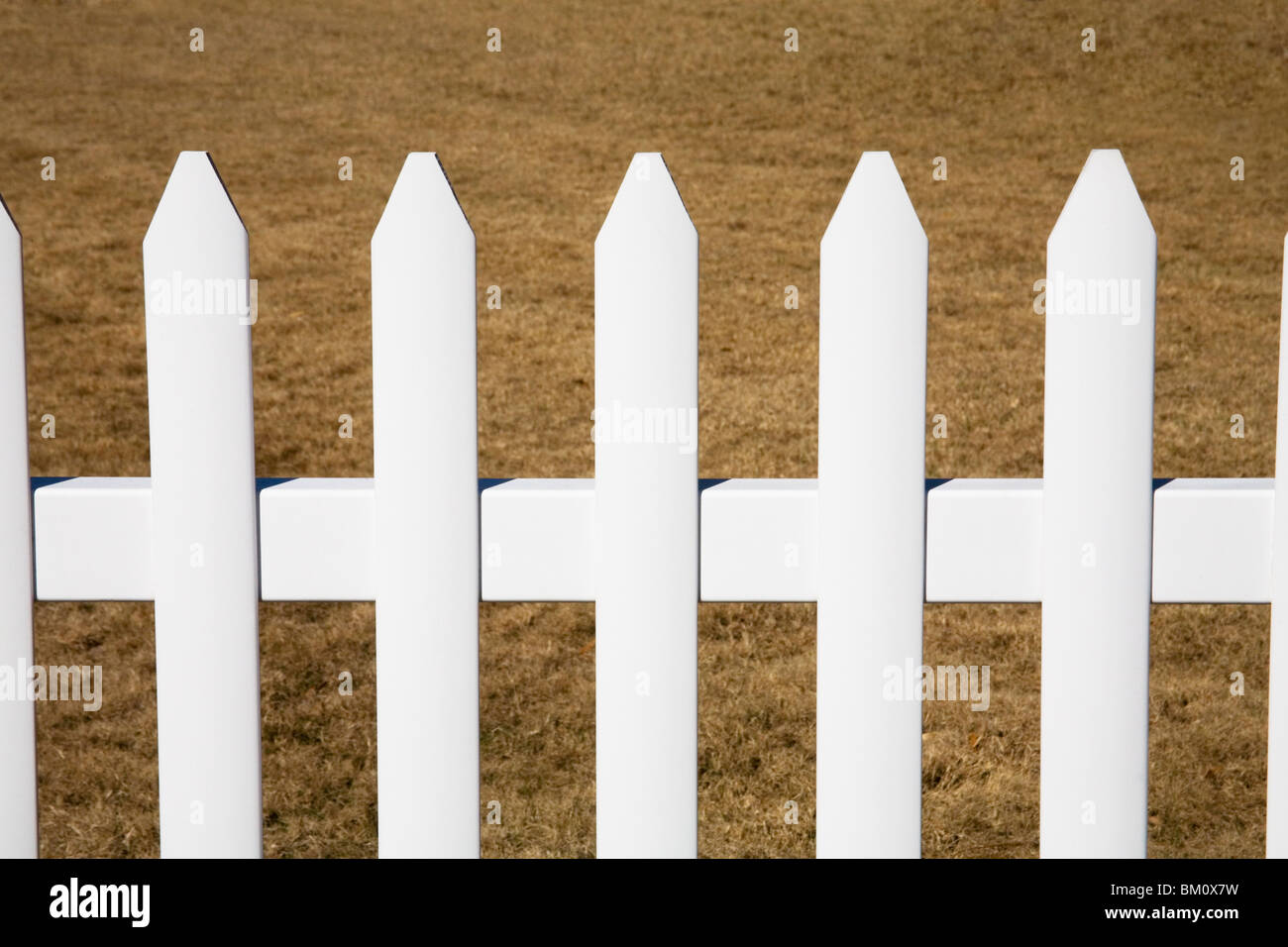 Close up of a white picket fence Stock Photo