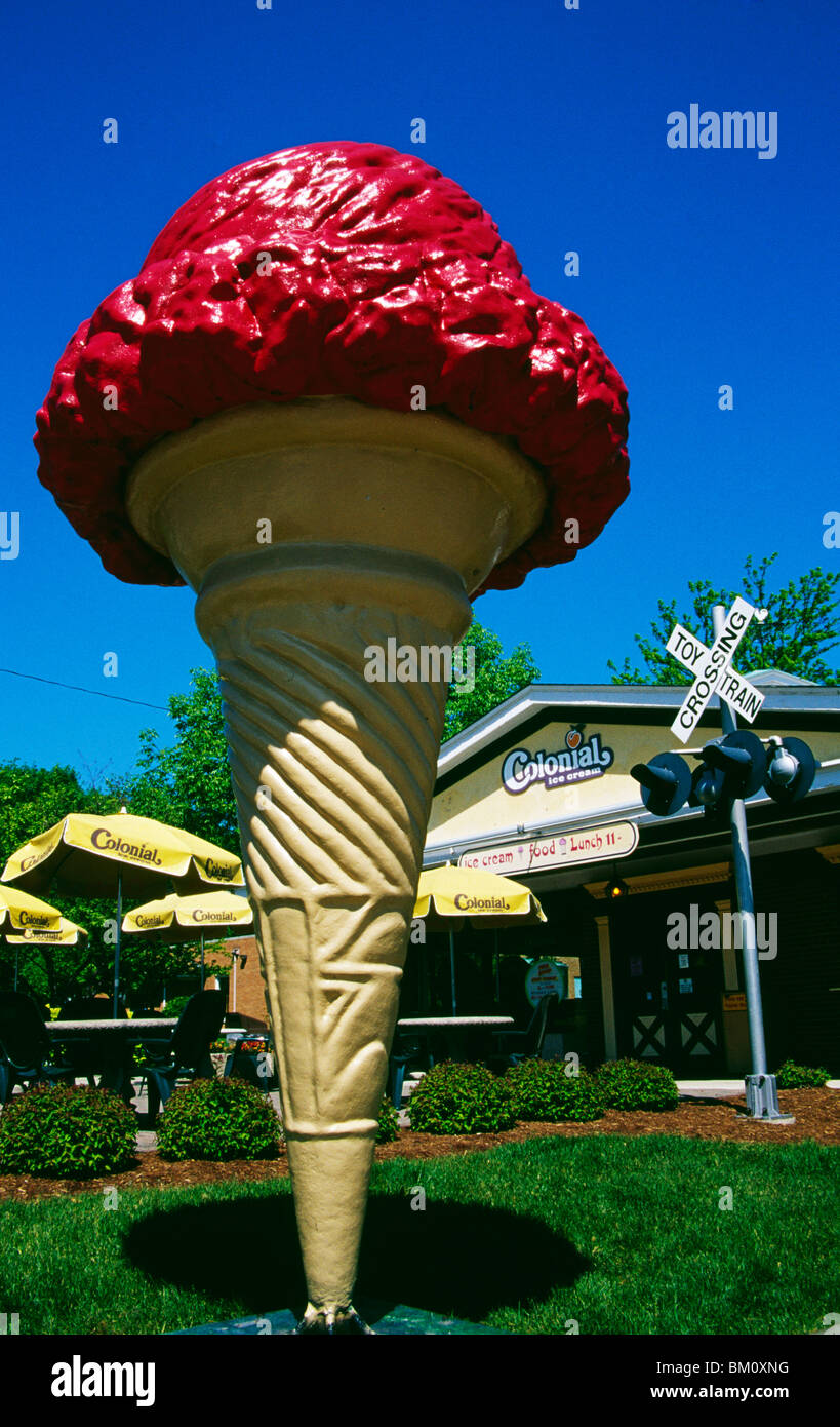 Sculpture in front of an ice cream parlor, Colonial Ice Cream Parlor, St. Charles, Illinois, USA