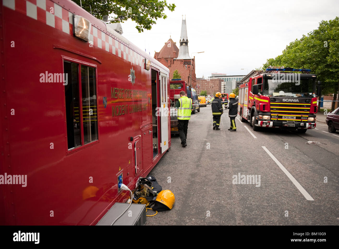 Fire Brigade Command Unit at Major Incident UK Stock Photo