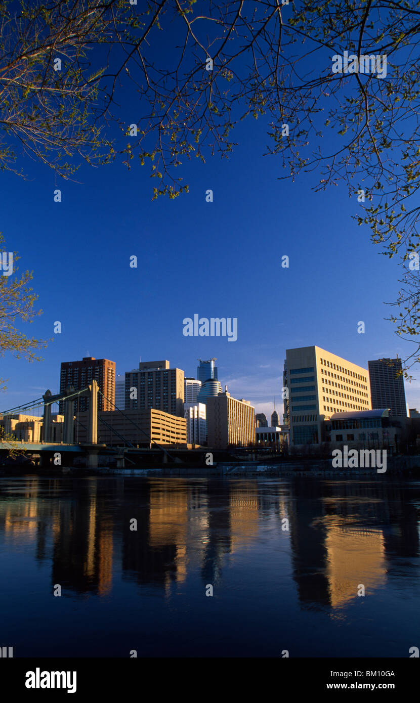 Buildings at the waterfront, Mississippi River, Minneapolis, Minnesota