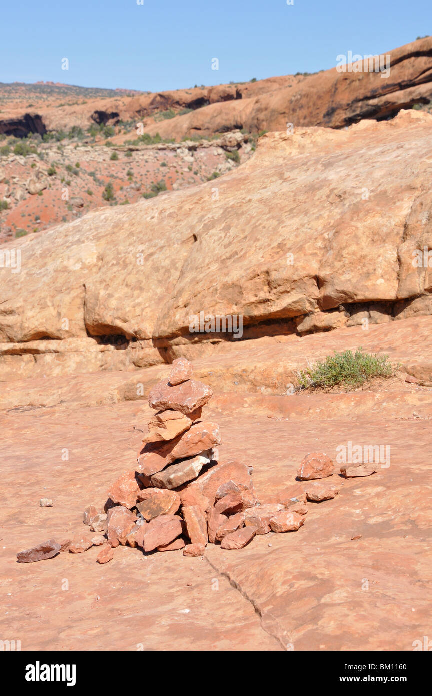 Cairn, Arches National Park, Utah, USA Stock Photo