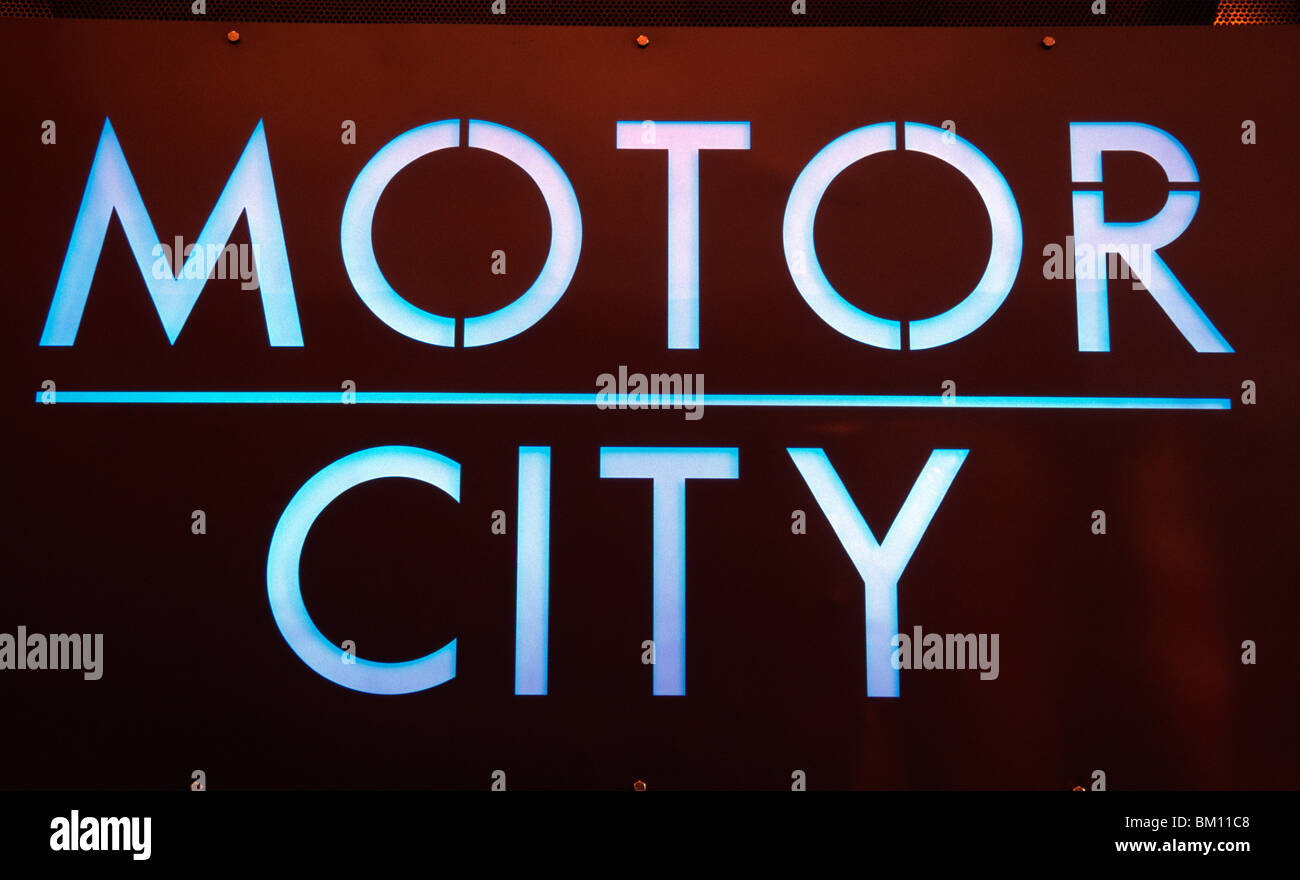 Close-up of Motor City neon sign, Detroit Historical Museum, Detroit