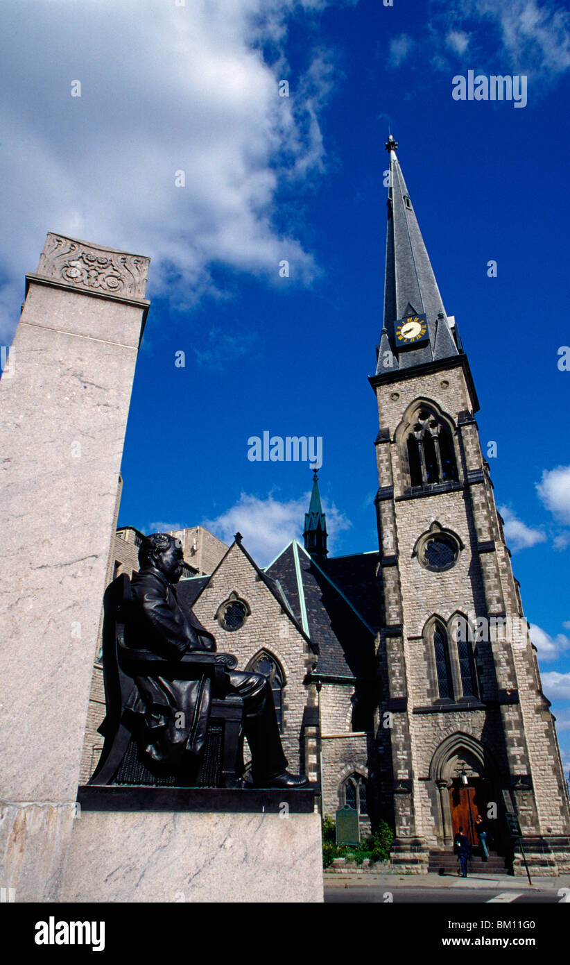 Statue in front of a church, William Marbury Statue, Central United Methodist Church, Detroit, Michigan, USA Stock Photo