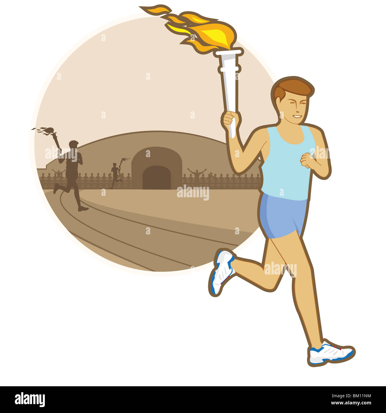Athlete running with an Olympic torch Stock Photo Alamy