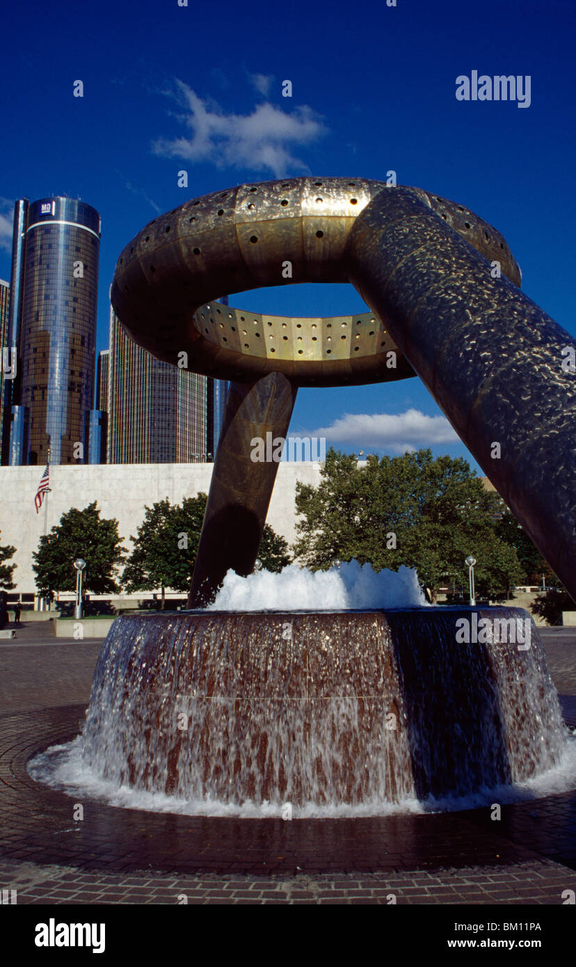 Fountain in a city, Dodge Fountain, Detroit International Riverfront