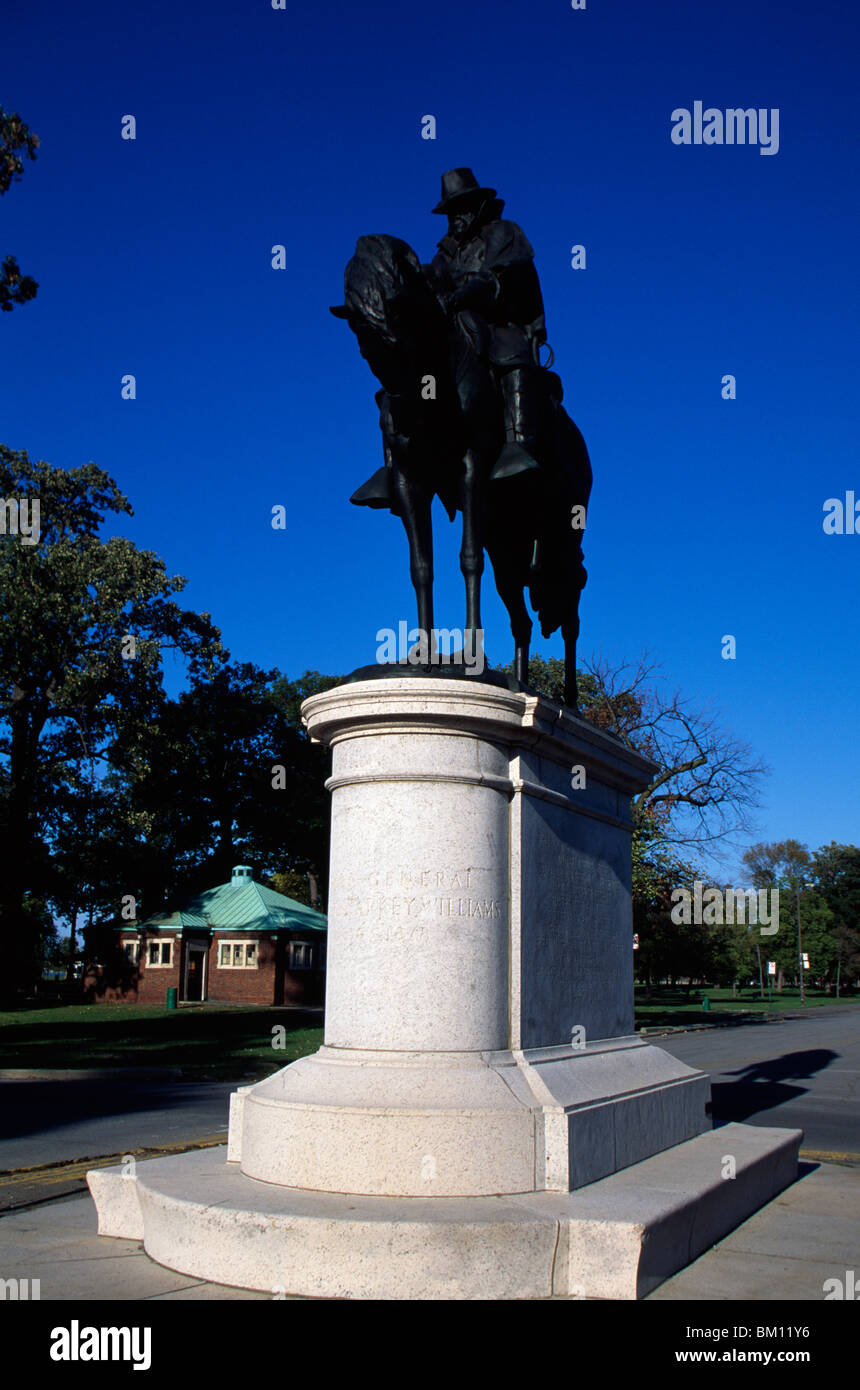 Statue of Alpheus Starkey Williams, Belle Isle Park, Detroit, Michigan, USA Stock Photo