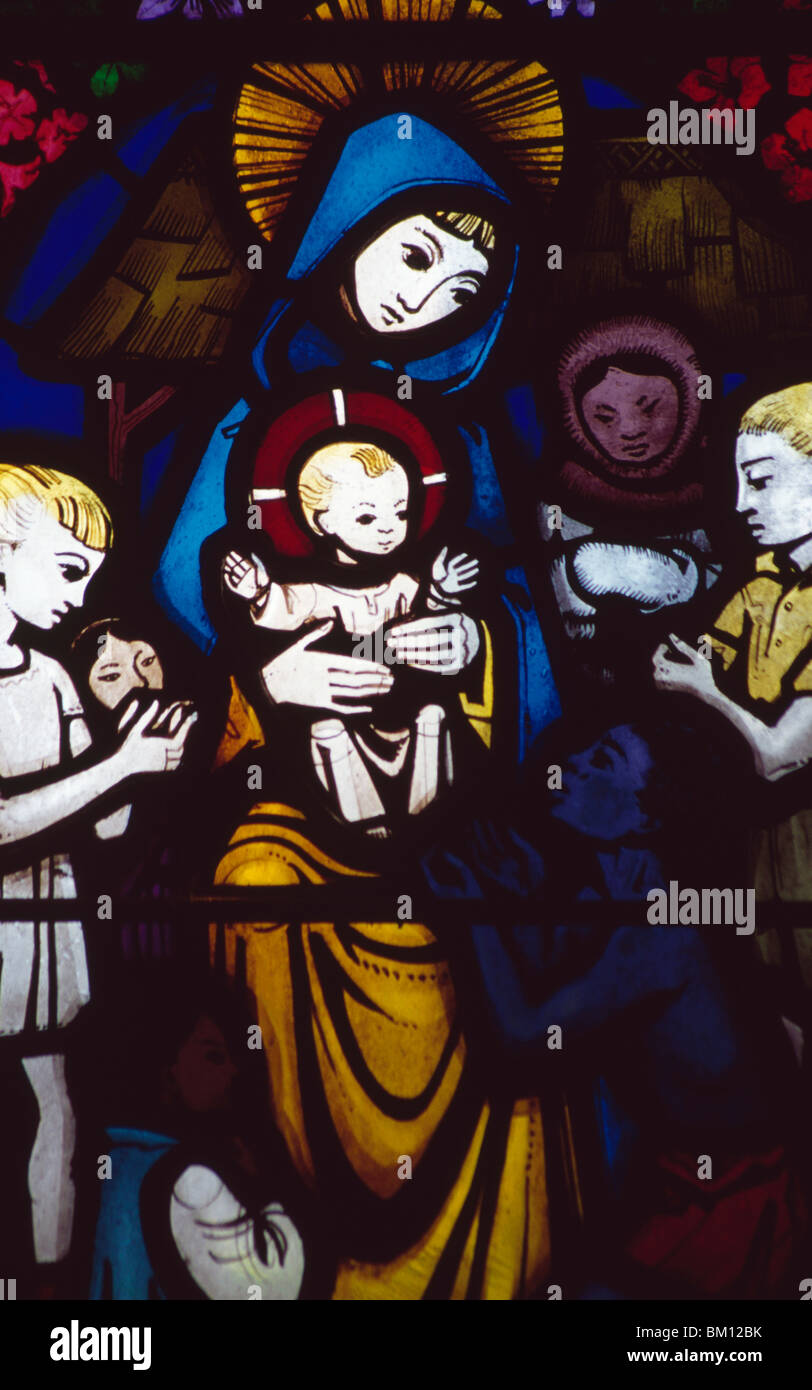 Paintings on the stained glass window of a cathedral, Bermuda Cathedral