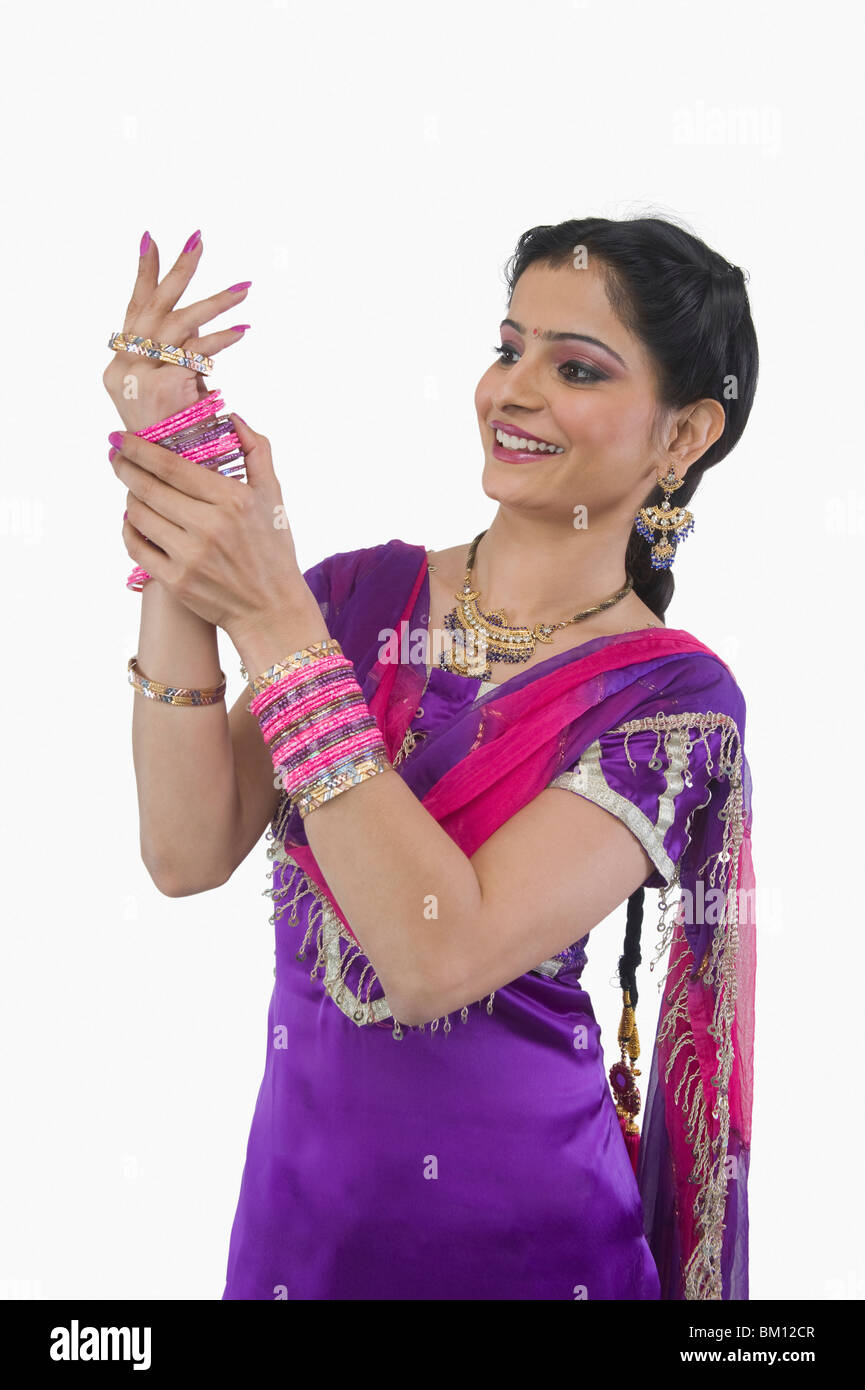 Closeup of a woman wearing bangles Stock Photo Alamy