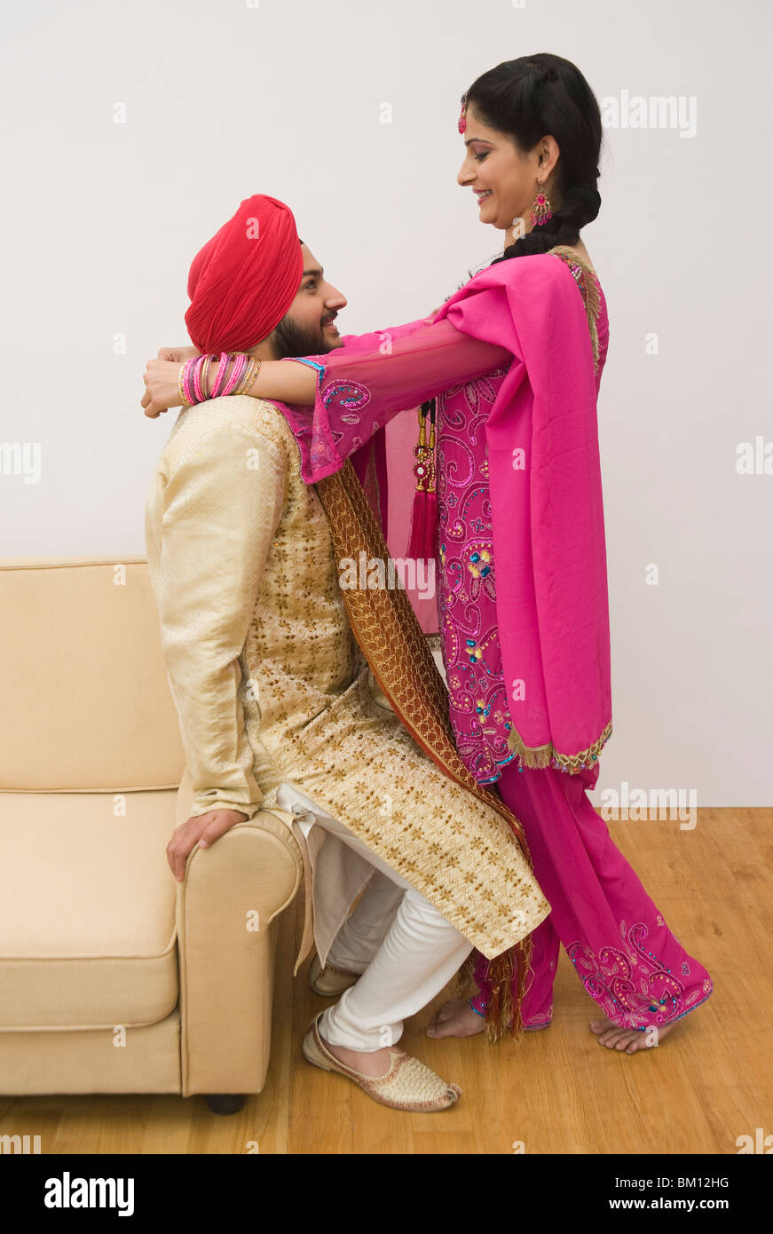 Sikh couple romancing Stock Photo