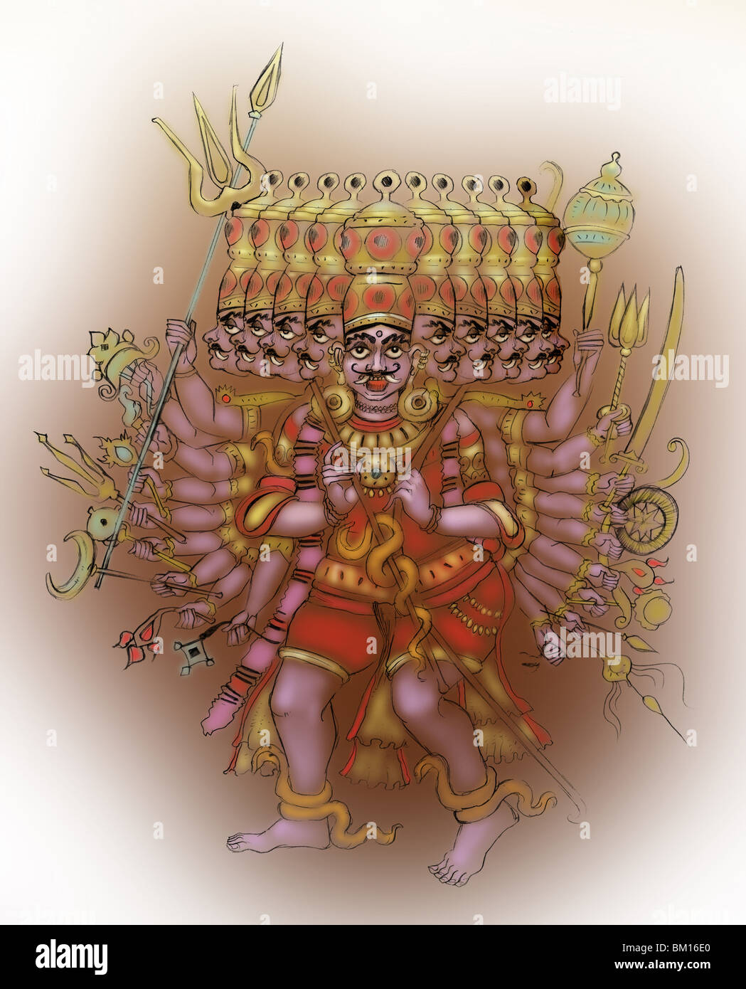 Ravana the ten headed demon king Stock Photo