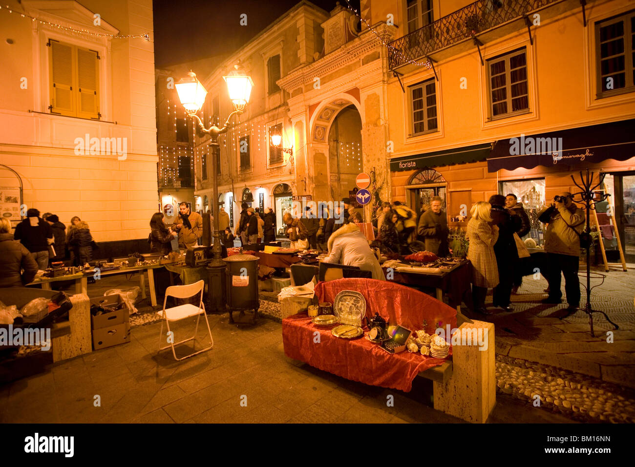 Traditional Xmas market, Finalborgo, Ligury, Italy, Europe Stock Photo