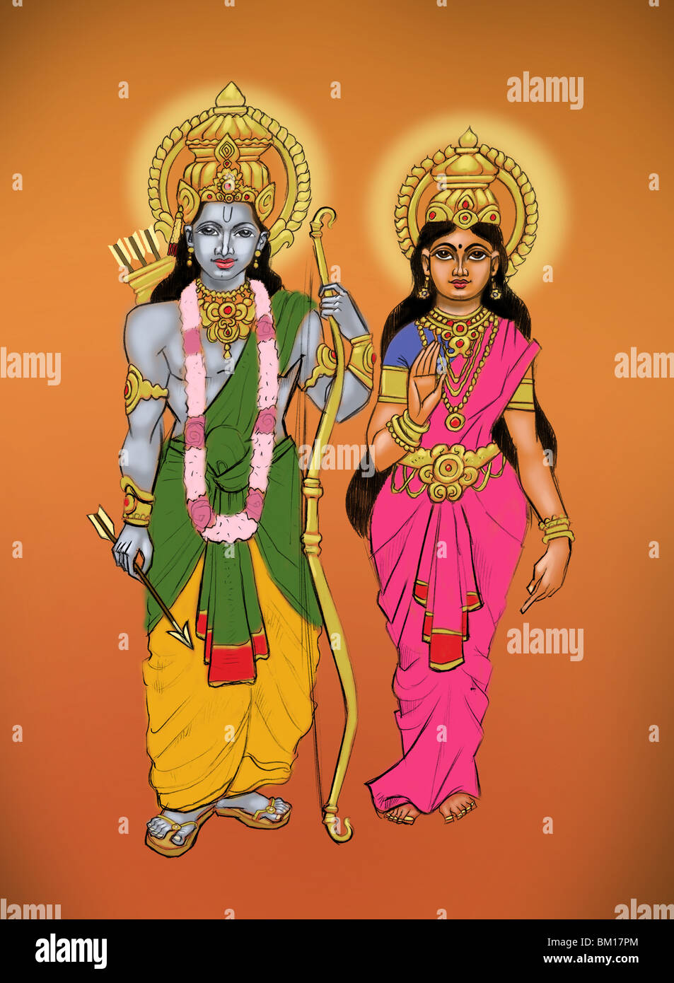Hindu God Lord Rama with Goddess Sita Stock Photo