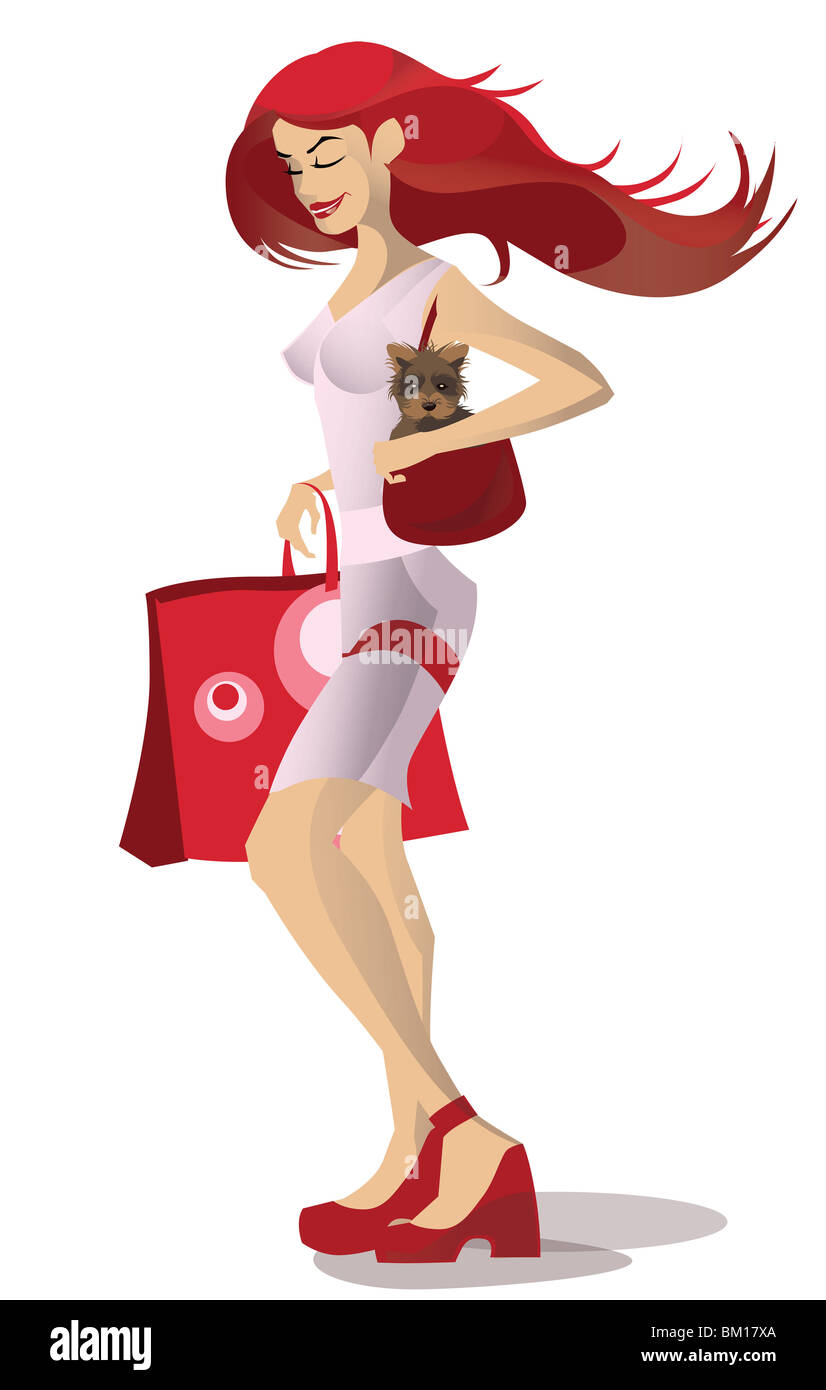 Woman carrying dog in her purse Stock Photo Alamy