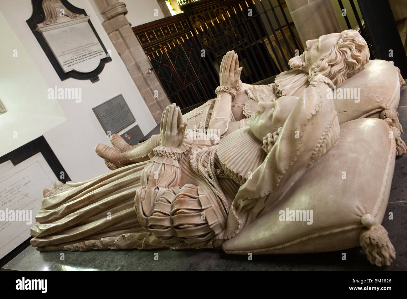 UK, England, Herefordshire, Much Marcle, St Bartholomew’s church, 1660 effigies of John Kyrle and Sybille Scudamore Stock Photo