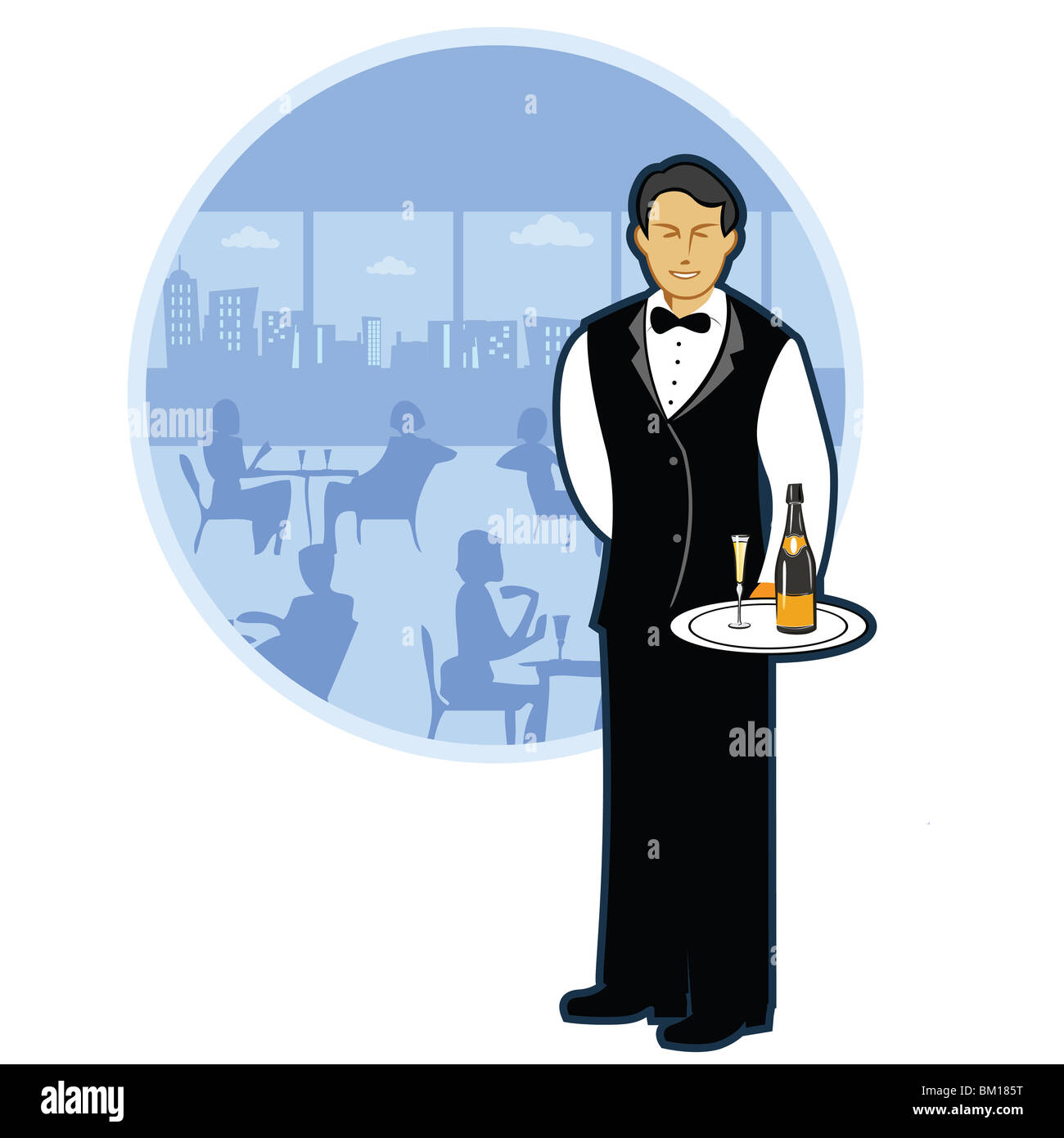 Waiter serving food full view hi-res stock photography and images - Alamy
