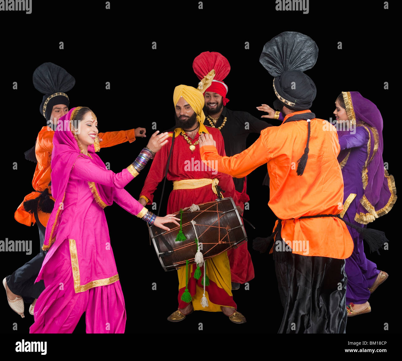 Bhangra the traditional folk dance from Punjab in North India Stock Photo
