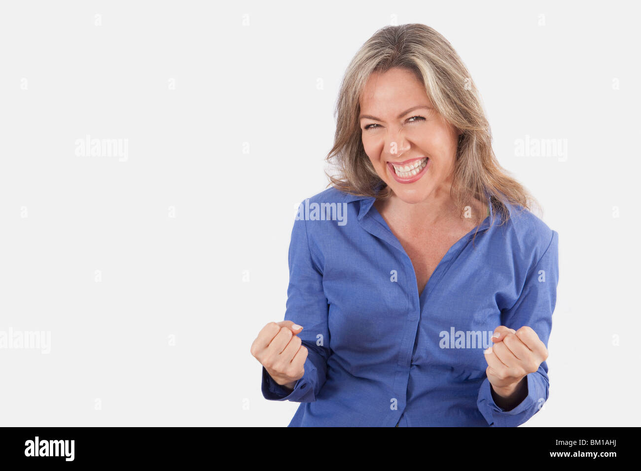 Mature woman fist up isolated hi-res stock photography and images - Alamy