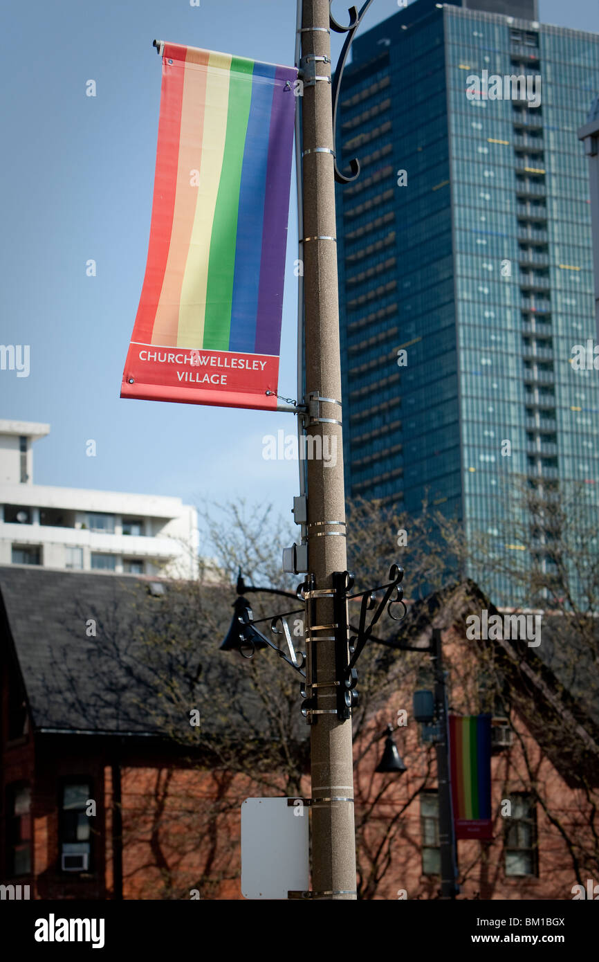 Pride flag is seen in Toronto Church and Wellesley village Stock Photo Alamy