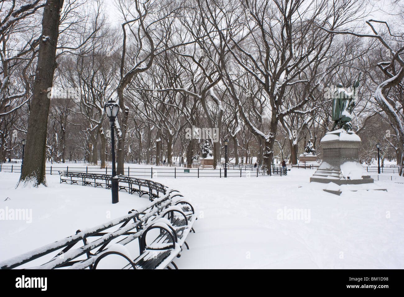 Early morning in Central Park after a fresh snowfall, New York City