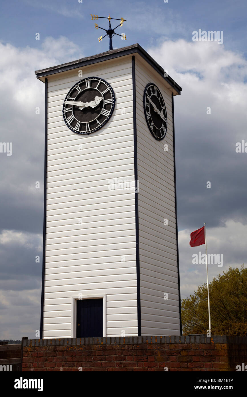 The clock tower at the National Shooting centre at Bisley Surrey UK ...