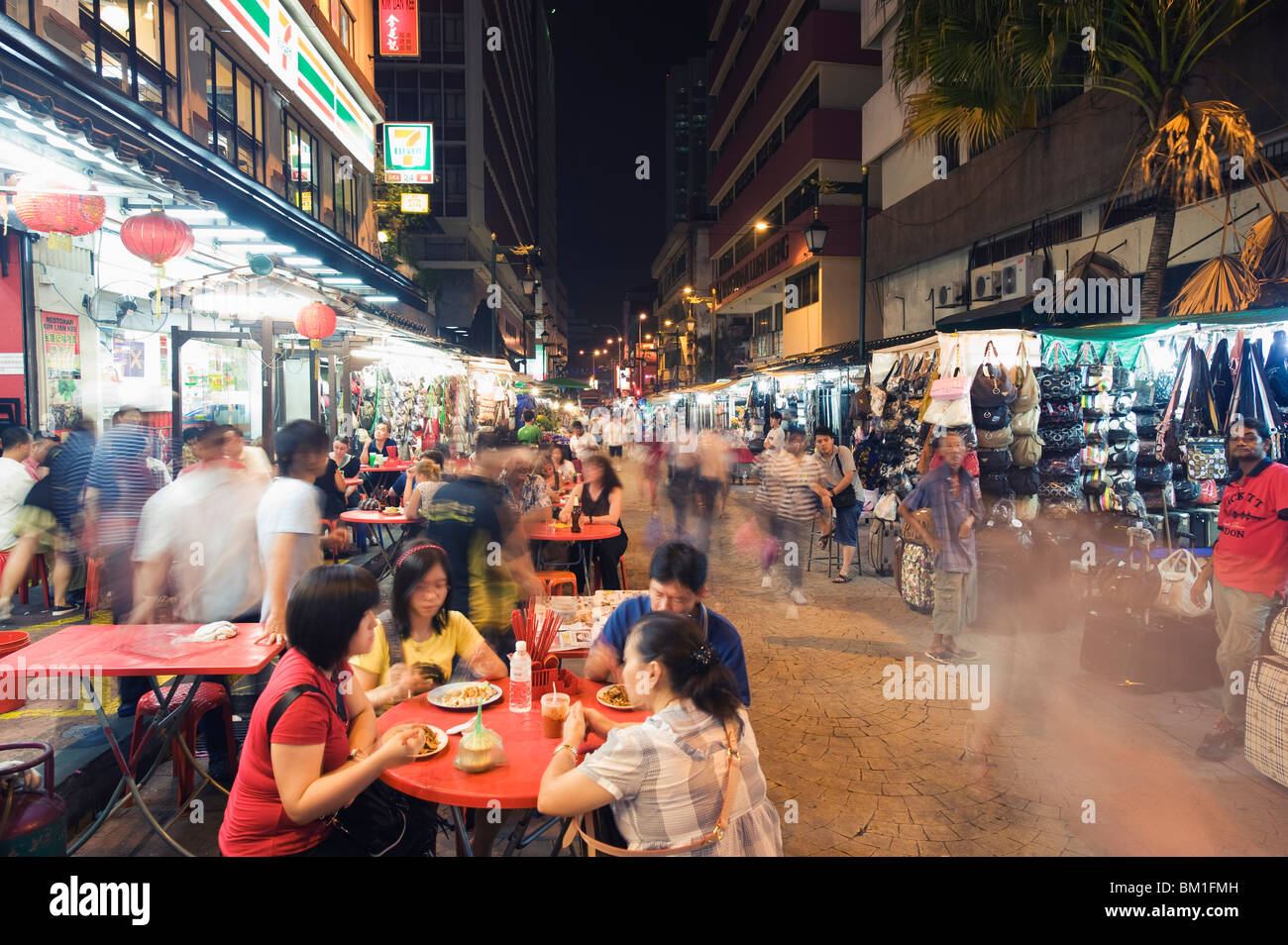 Outdoor restaurant, Petaling Street, Chinatown, Kuala Lumpur, Malaysia, Southeast Asia, Asia Stock Photo