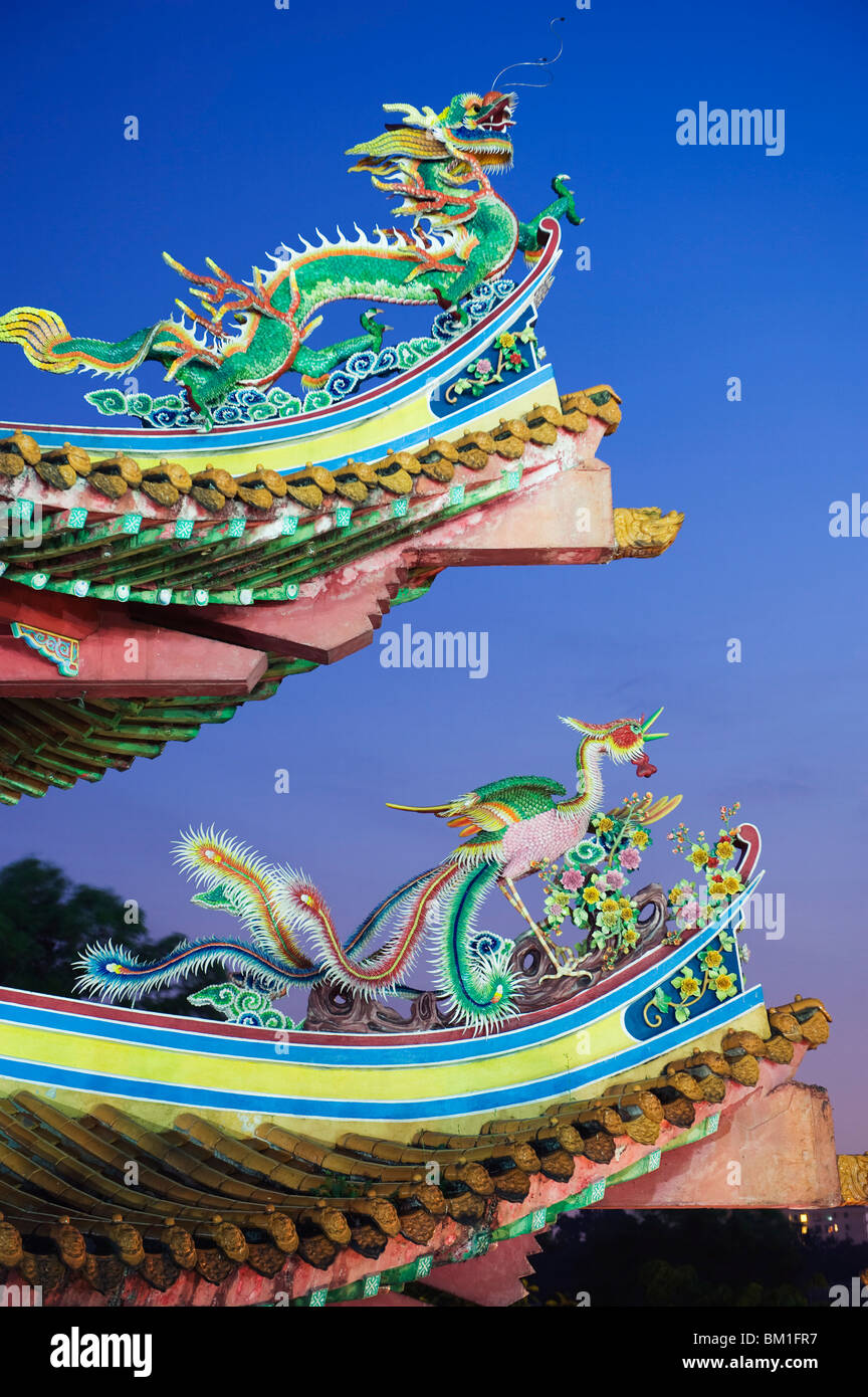 Decorative dragons, Thean Hou Chinese Temple, Kuala Lumpur, Malaysia, Southeast Asia, Asia Stock Photo