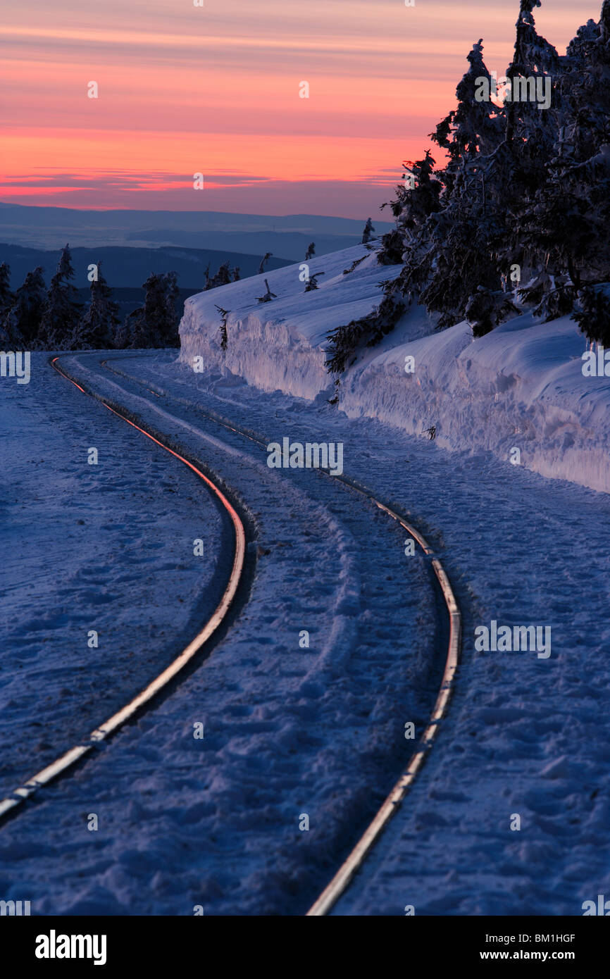 Rails in winter scenery Stock Photo