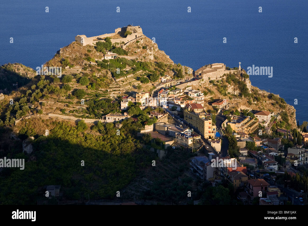 The ancient Castello and  Madonna della Rocca chapel,Taormina, Sicily, Italy, Europe Stock Photo