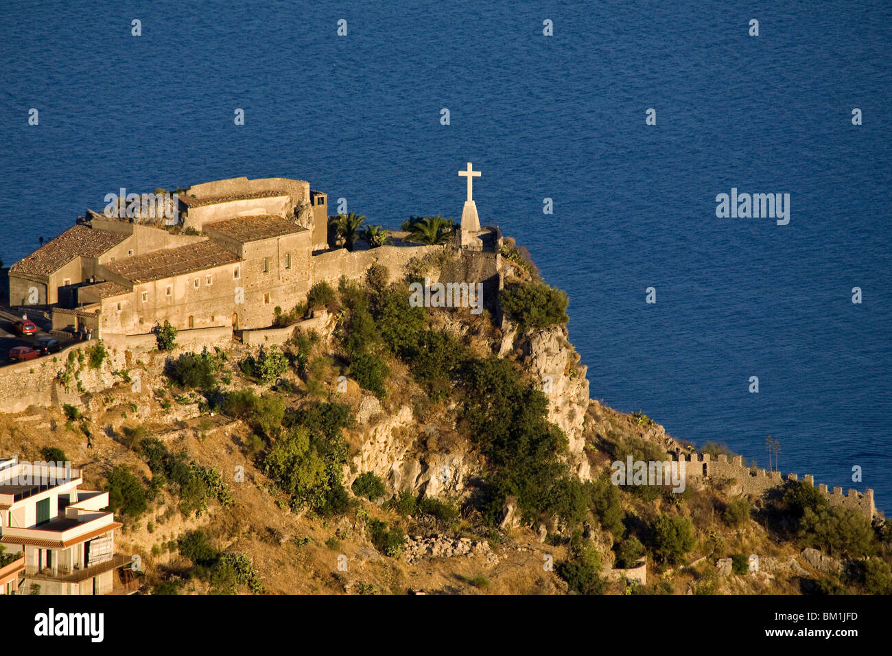 The ancient Castello and  Madonna della Rocca chapel,Taormina, Sicily, Italy, Europe Stock Photo