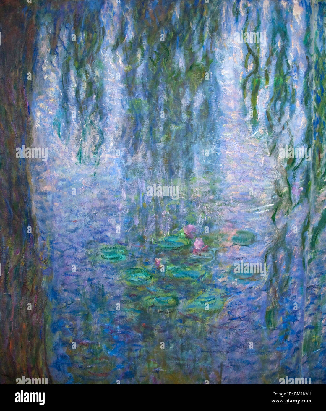 Detail of Water Lily Nympheas series painted by Claude Monet at Musee de LOrangerie Tuileries Paris France Europe EU Stock Photo