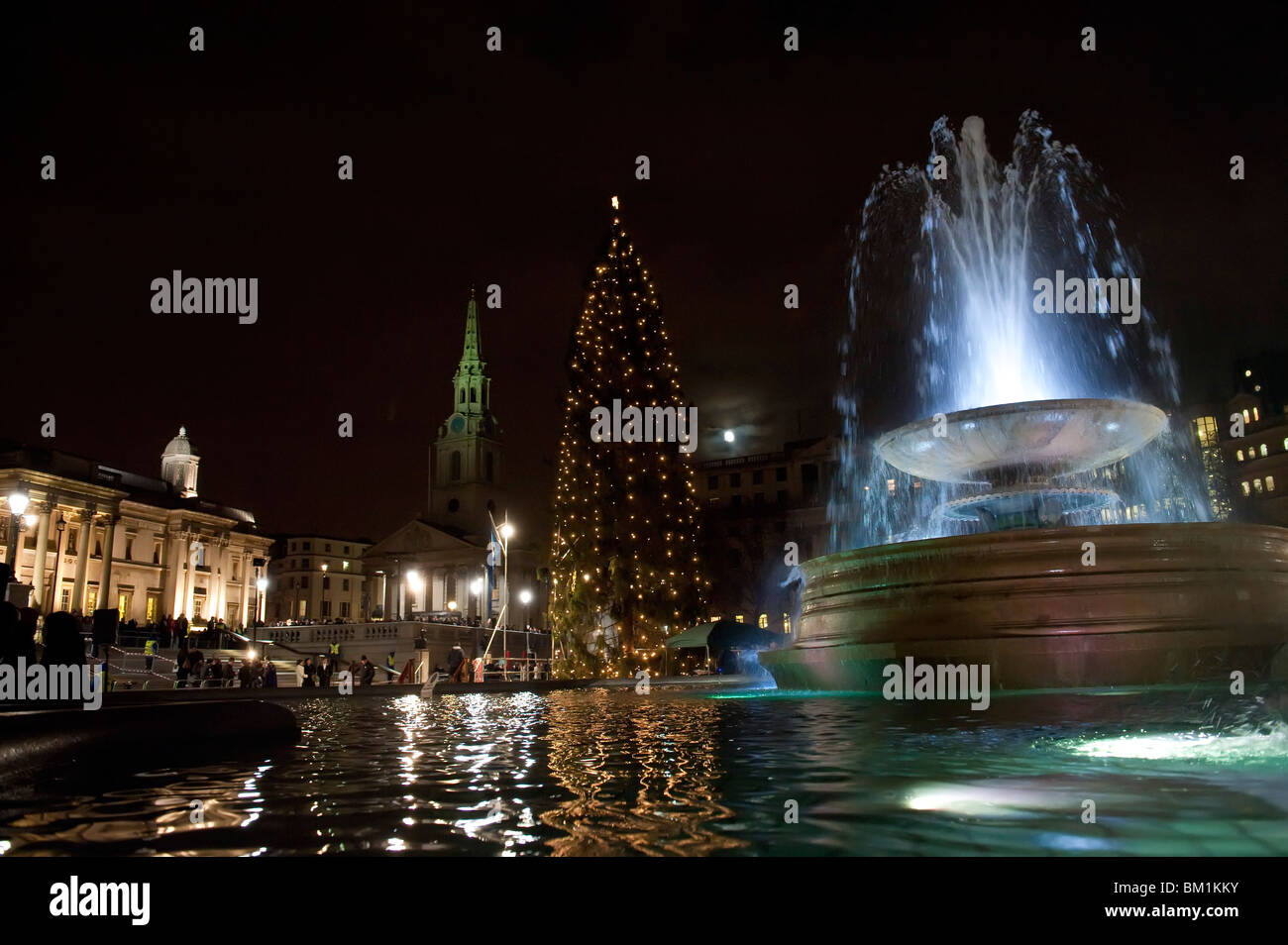 Christmas lights in Trafalgar Square London Stock Photo