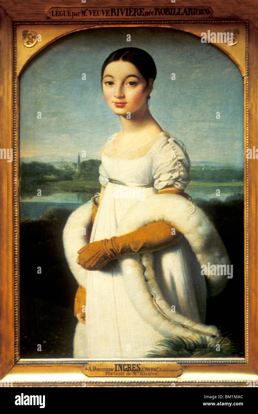 Ingres oil painting of Mademoiselle Caroline Riviere by Jean Auguste Dominique Ingres Musee du Louvre Paris France Europe Stock Photo