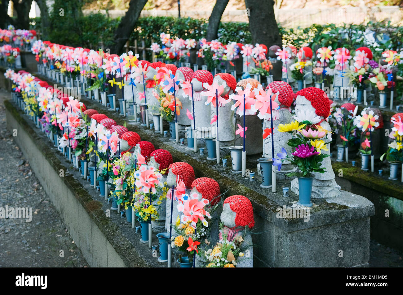 Jizo Buddha statues at Zozoji (Zozo ji) temple, Tokyo, Japan, Asia Stock Photo