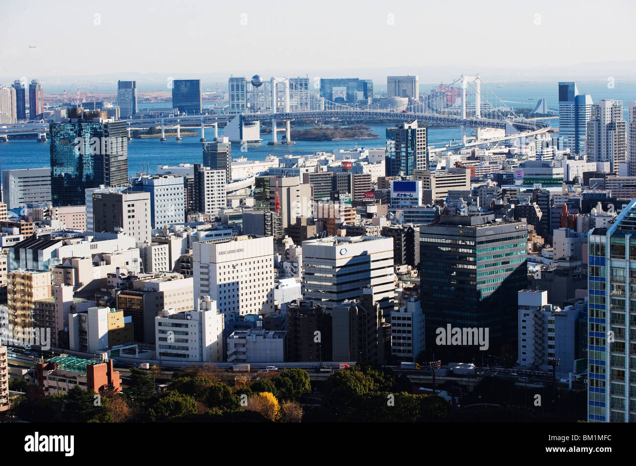 Odaiba and Tokyo Bay skyline view from Tokyo Tower, Tokyo, Japan, Asia Stock Photo