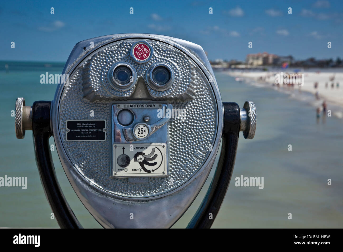 Telescope with view of Clearwater Beach, Florida, USA Stock Photo Alamy