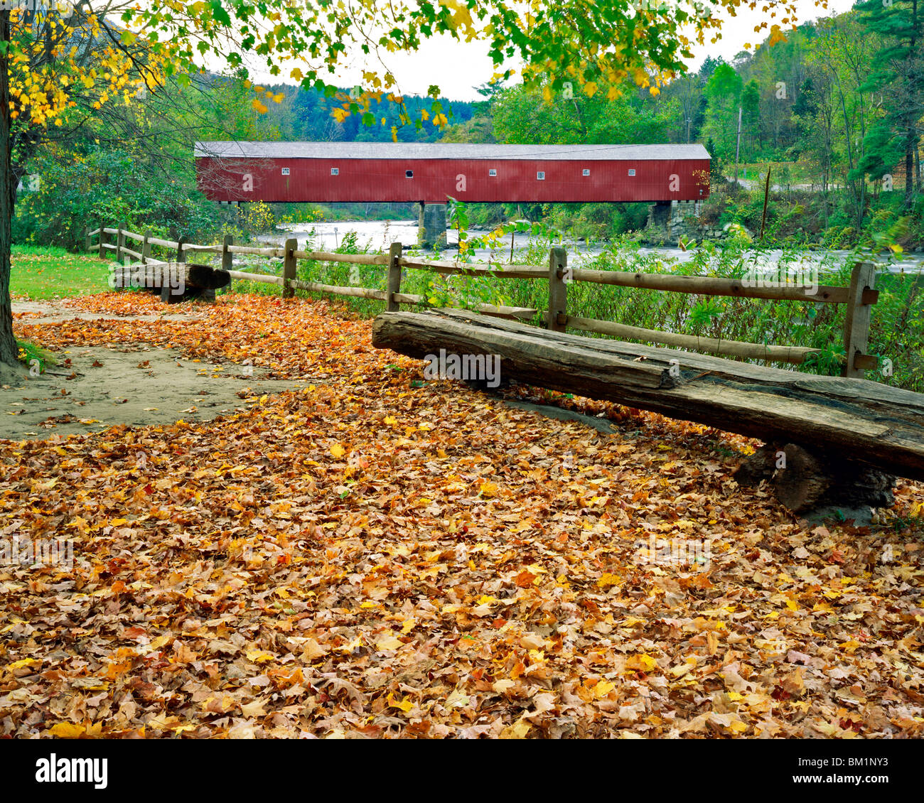 Sharon Covered Bridge in Autumn Sharon Connecticut Stock Photo Alamy