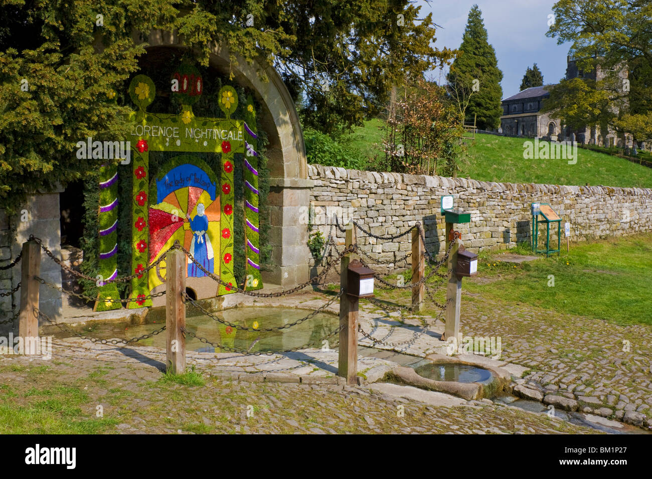 Well dressings at Tissington Derbyshire Peak District, Derbyshire, England, GB, UK, EU, Europe Stock Photo