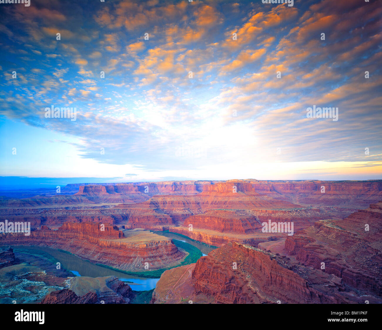Dead Horse Point and Clouds  View of Canyonlands National Park  Colorado River  Dead Horse Point State Park  Utah Stock Photo