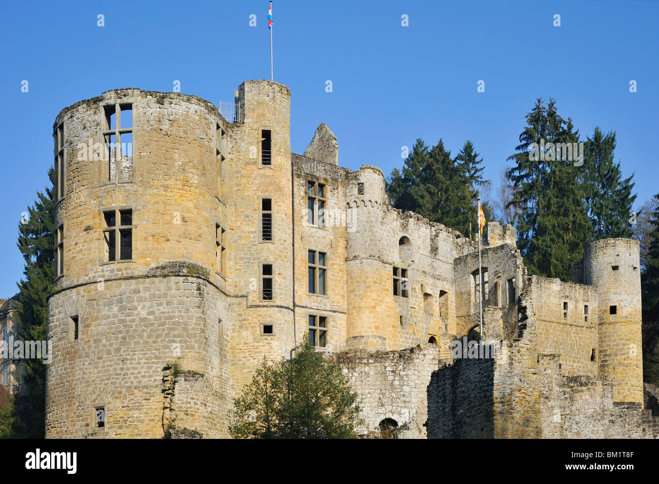 Ruin of the castle Château de Beaufort, Luxembourg Stock Photo