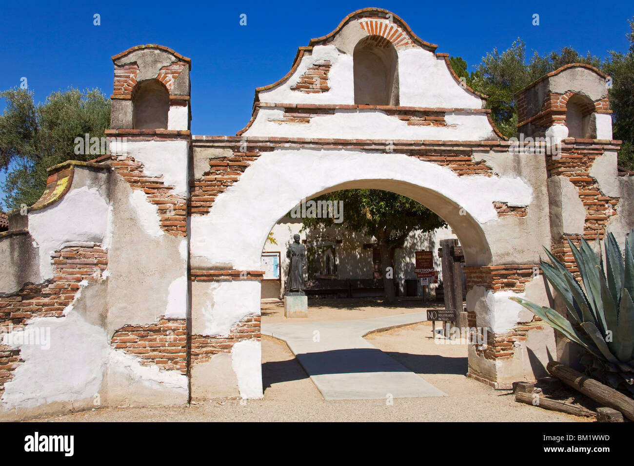 Entrance to Mission San Miguel Arcangel, San Miguel, California, United States of America, North America Stock Photo