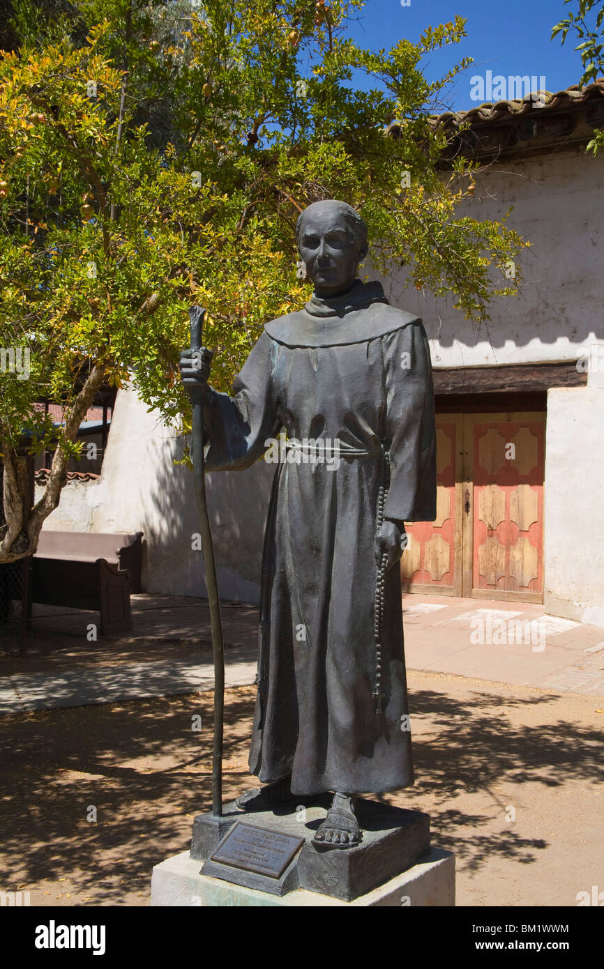 Father Junipero Serra statue, Mission San Miguel Arcangel, San Miguel, California, United States of America, North America Stock Photo