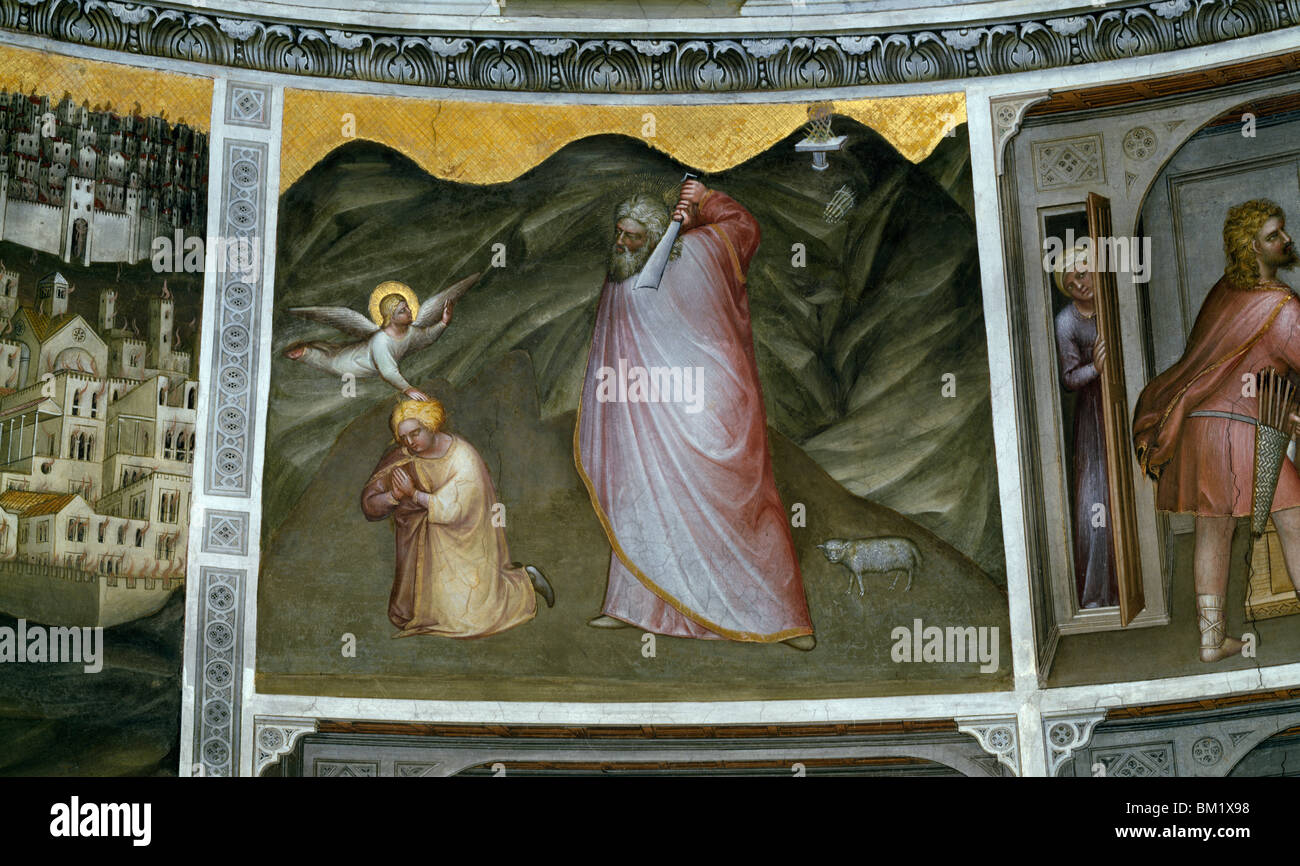 Abraham and the Sacrifice of Isaac  from Scenes from the Old Testament by Giusto de' Menabuoi  fresco  (Circa 1320 ?1391) Stock Photo