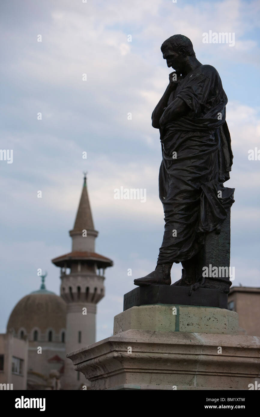 Ovid statue, Ovid Square, Mahmudiye mosque, Constanta, Romania, Europe Stock Photo