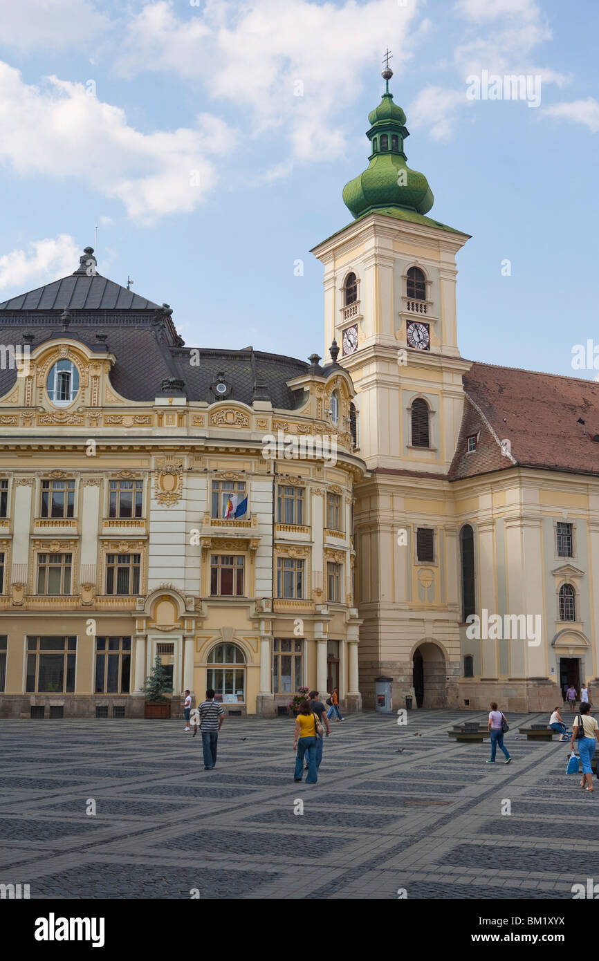 Mare square, Sibiu, Transylvania, Romania, Europe Stock Photo